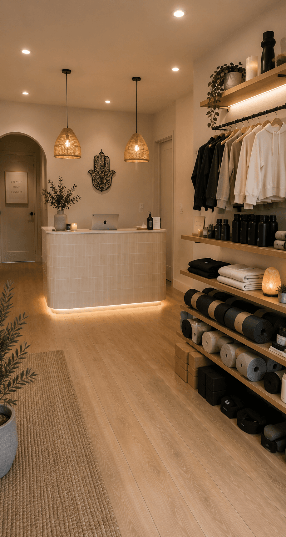 Studio retail area and reception in warm evening light